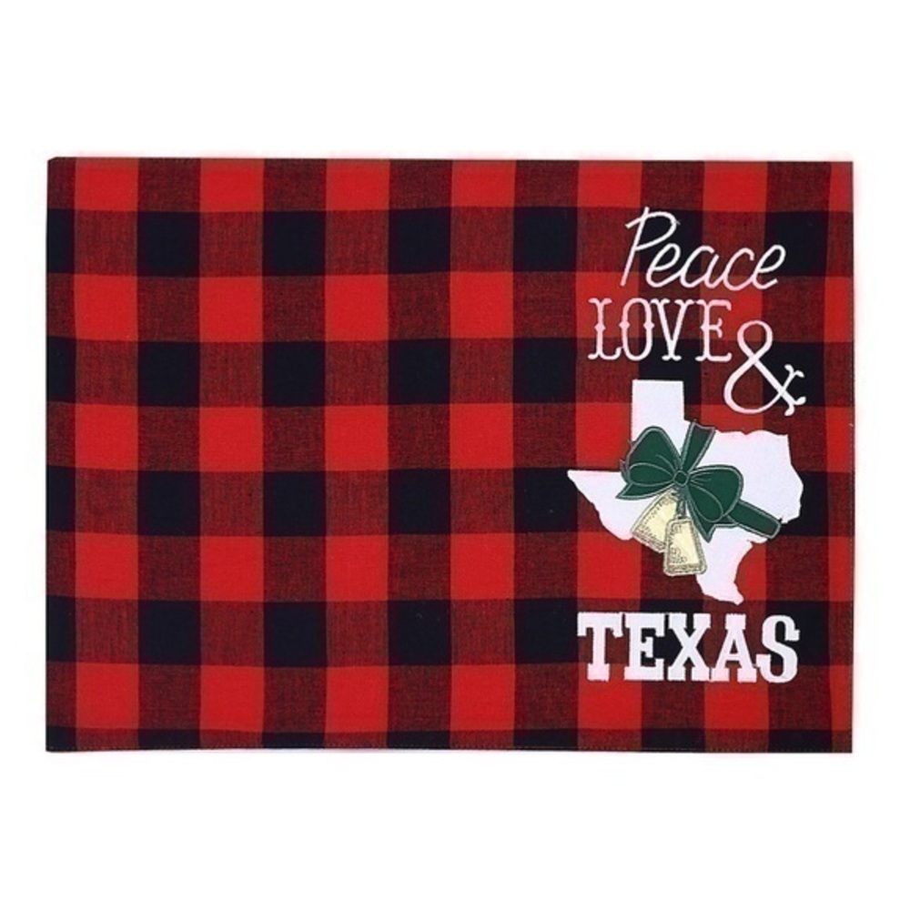 NWT 2 pcs Peace, Love & Texas Buffalo Check Placemat PA
